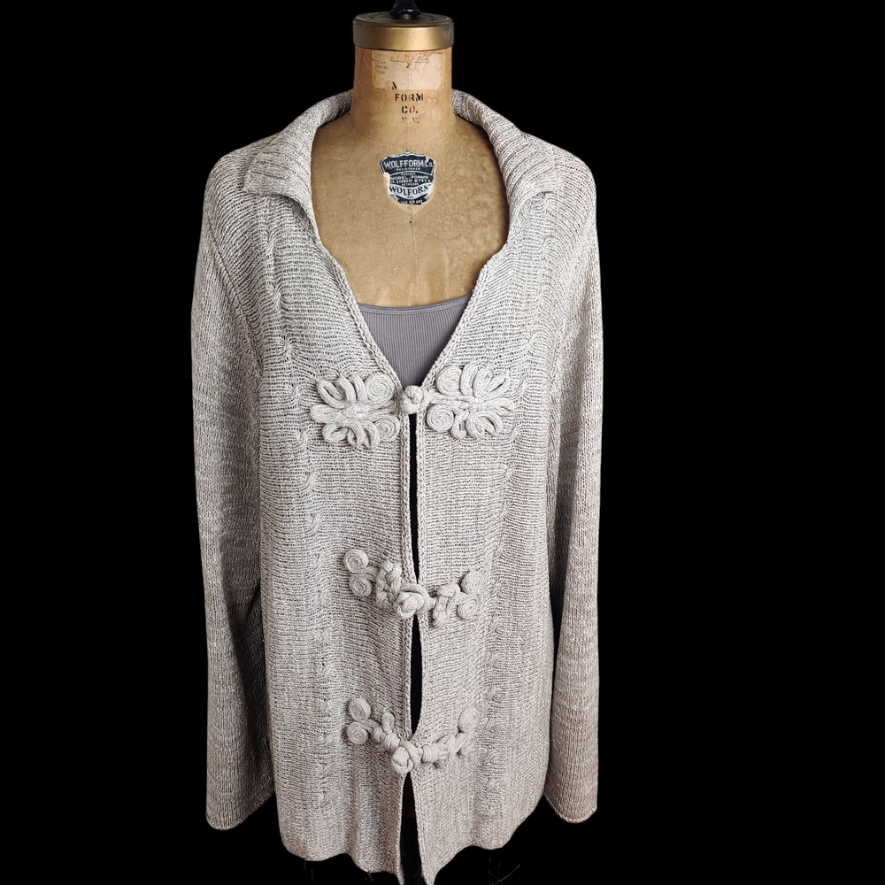 Coldwater Creek Cream And Silver Cardigan Sweater, 2X